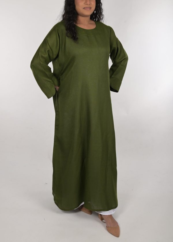 Essential Olive Green Linen Abaya